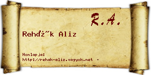 Rehák Aliz névjegykártya
