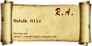 Rehák Aliz névjegykártya